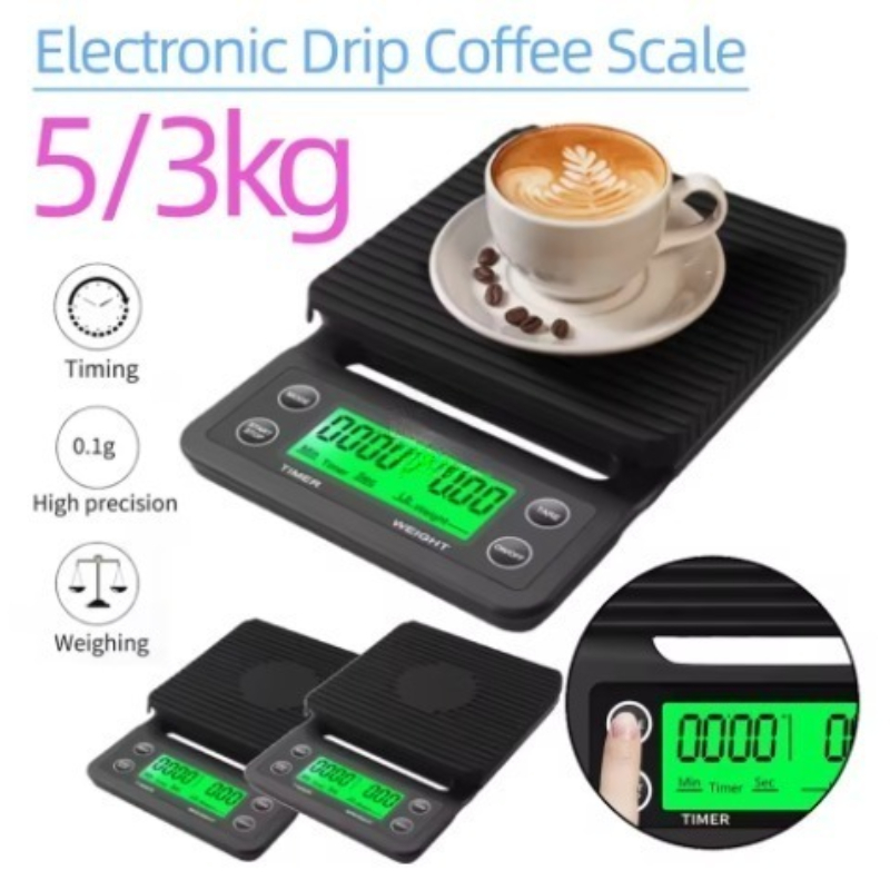 Scale Drip Timer - 5/3kg LCD Elektronische Drip Koffieweegschaal Hoge