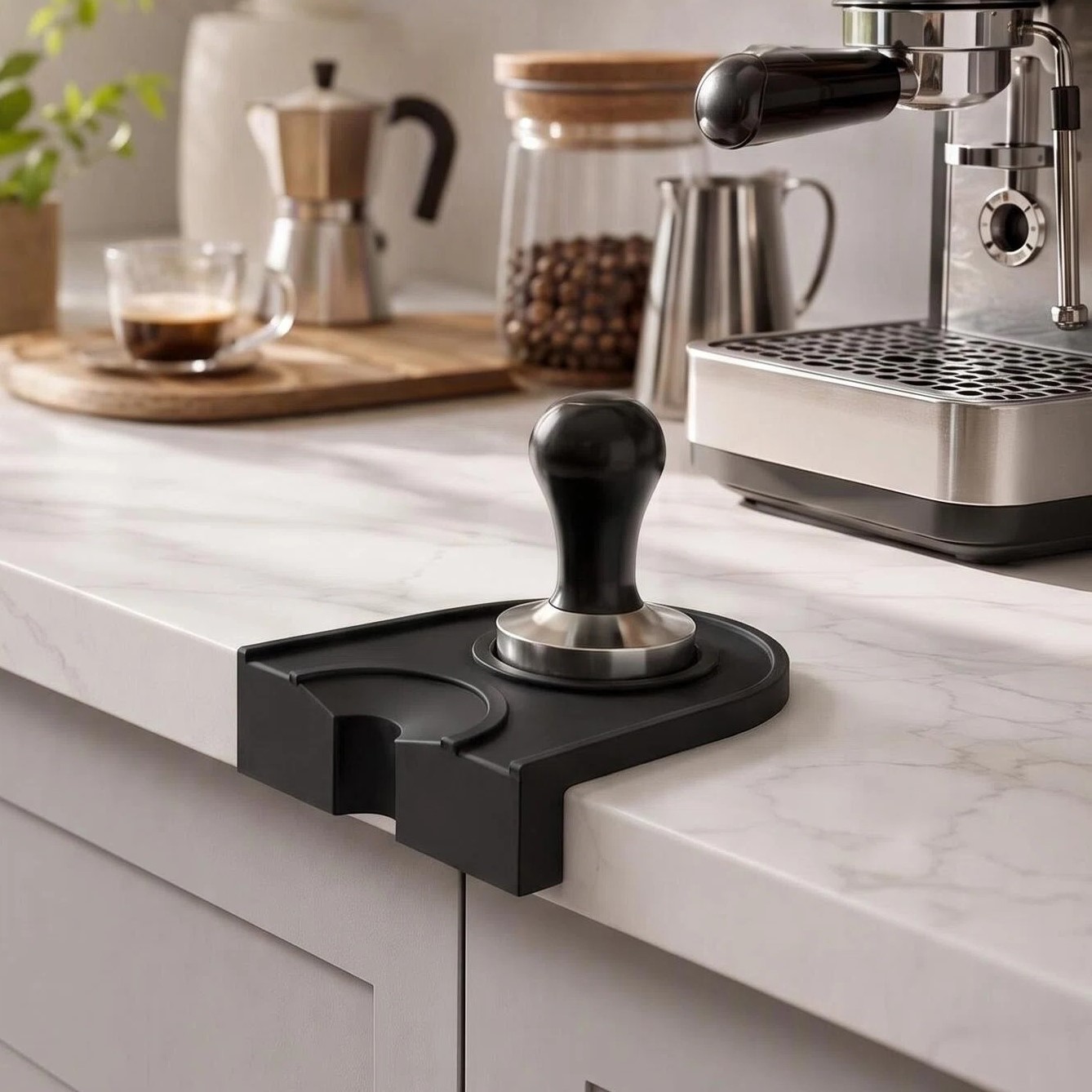 Espresso Tamper Set - Koffie Tamper Mat Siliconen Klein Zwart